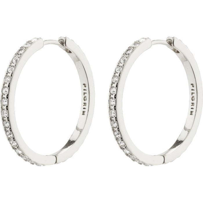 Be Crystal Hoop Earrings - Silver Plated