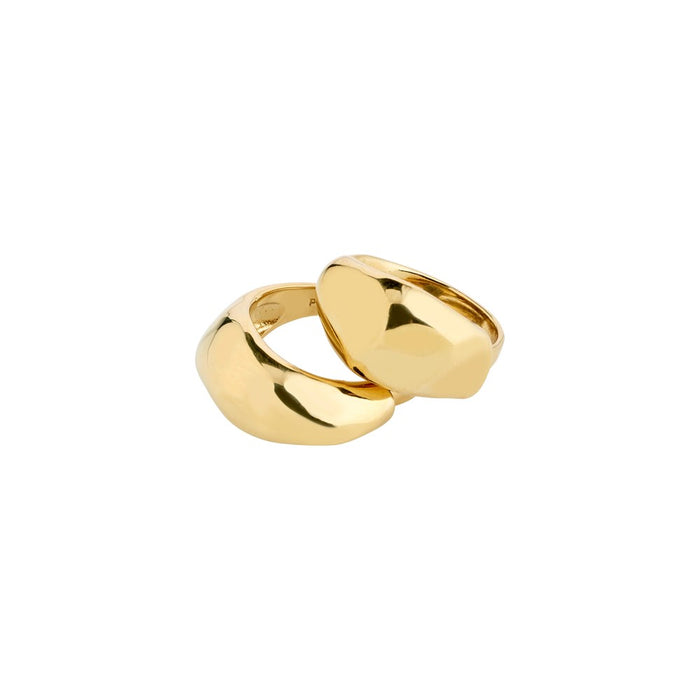 Dune Recycled Rings 2 In A Set - Gold Plated