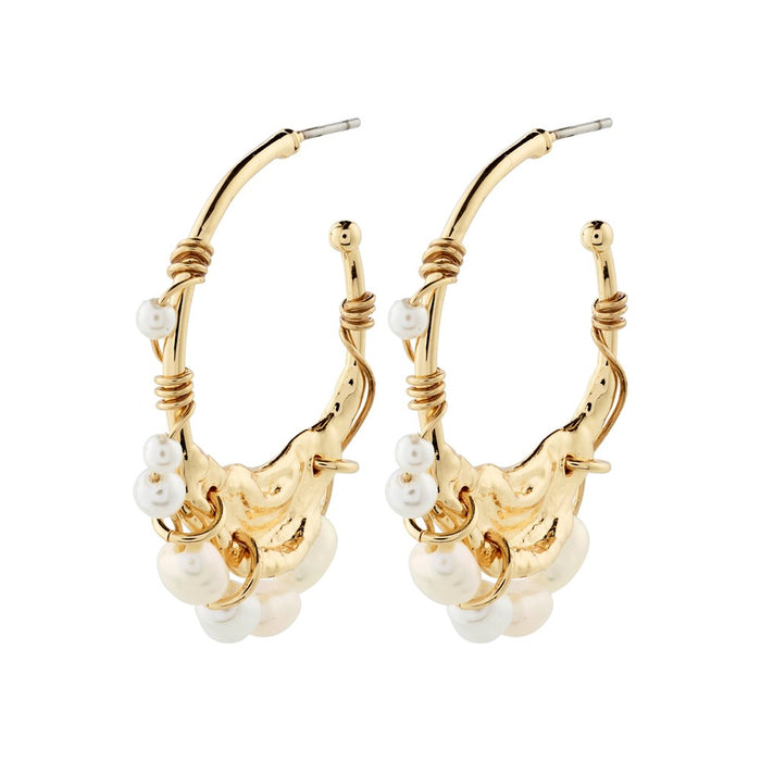 Focus Earrings - Gold Plated - White