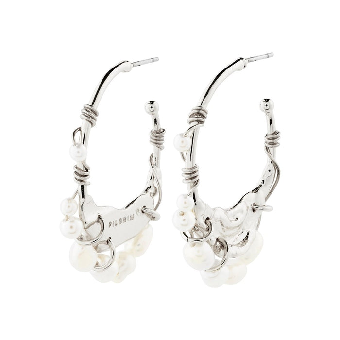 Focus Earrings - Silver Plated - White