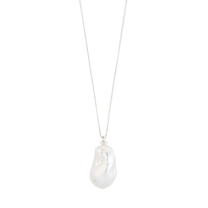 Sky Pearl Necklace - Silver Plated - White