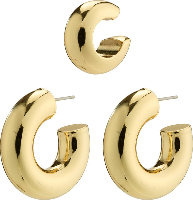 Aleena Recycled Chunky Hoops and Cuff - Gold Plated