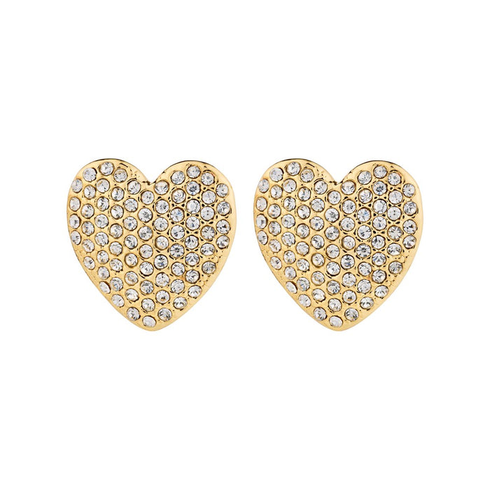 Dune Recycled Heart Earrings - Gold Plated - Crystal