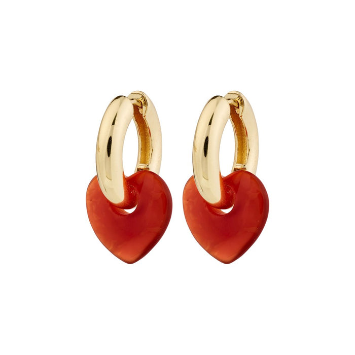 Kendall Recycled Earrings - Gold Plated - Red