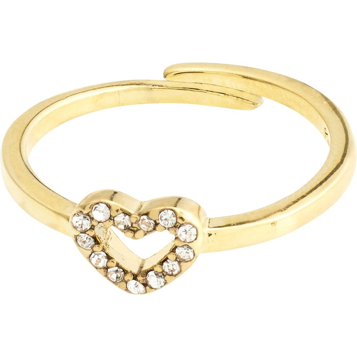 Lulu Recycled Crystal Heart Stack Ring - Gold Plated