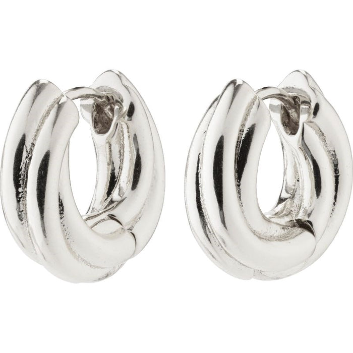 Edea Recycled Chunky Huggie Hoops - Silver Plated