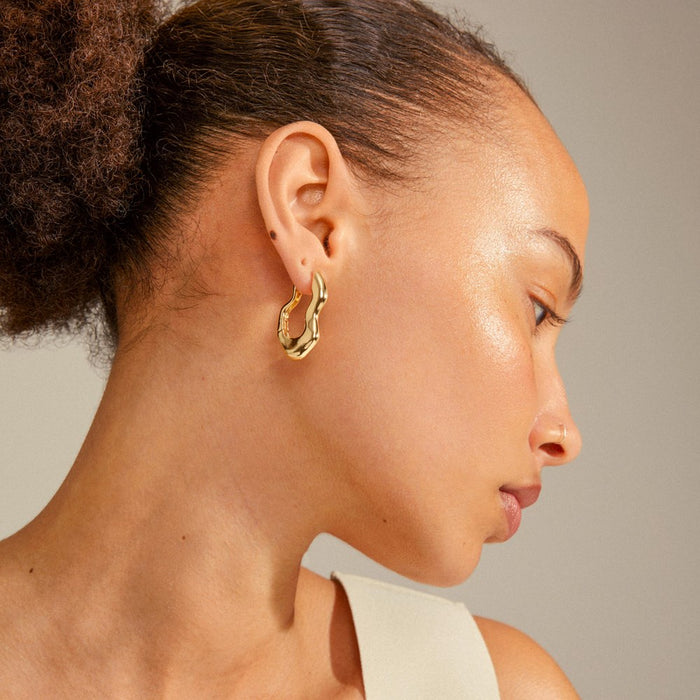 Loulia Recycled Wavy Earrings - Gold Plated