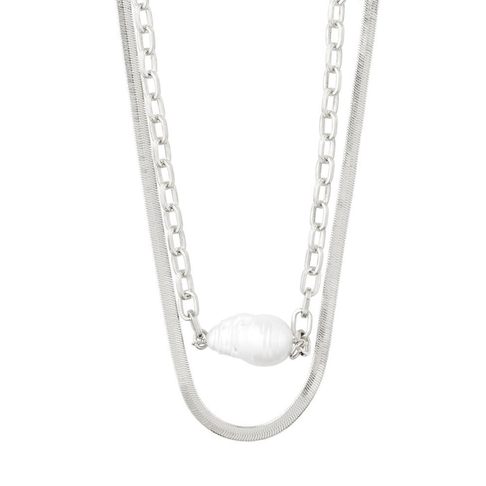 Gracefulness Necklace - White - Silver Plated