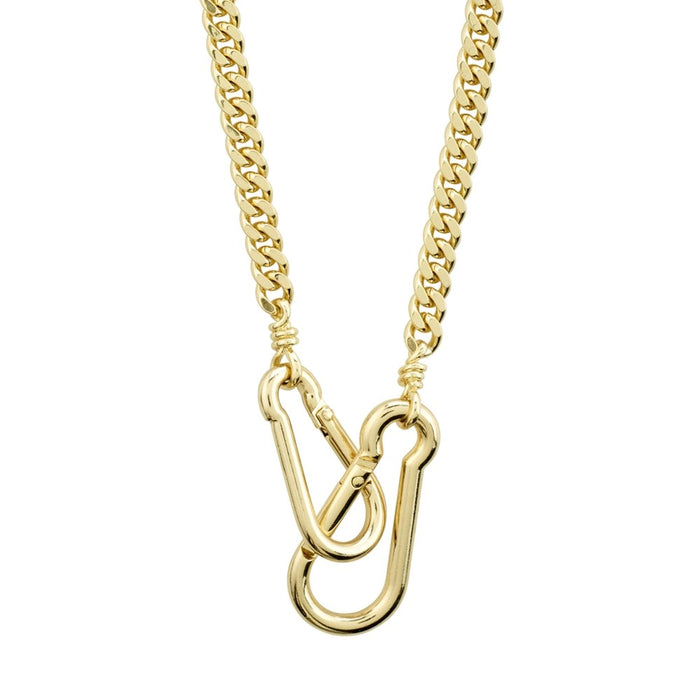 Hopeful Carabiner Curb Chain Necklace - Gold Plated