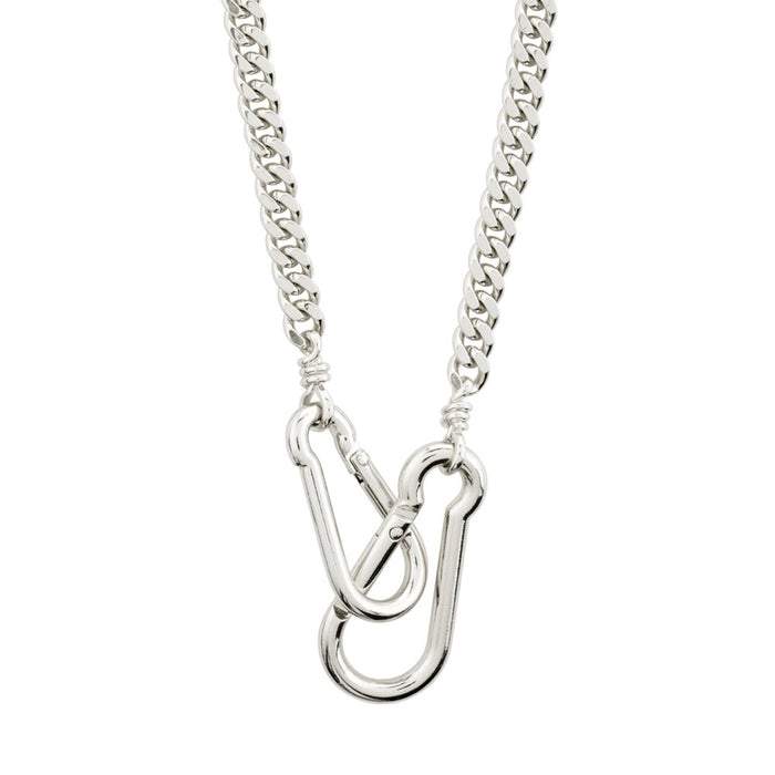 Hopeful Carabiner Curb Chain Necklace - Silver Plated