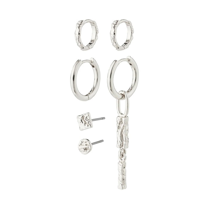 Star Recycled Earrings 3-in-1 Set - Silver Plated