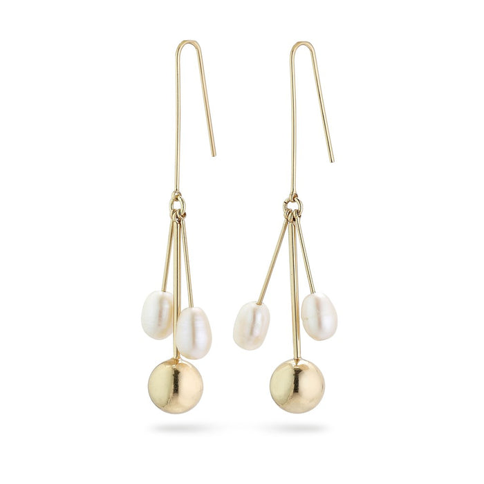 Urd Pi Earrings - Pearl Trio - Gold Plated