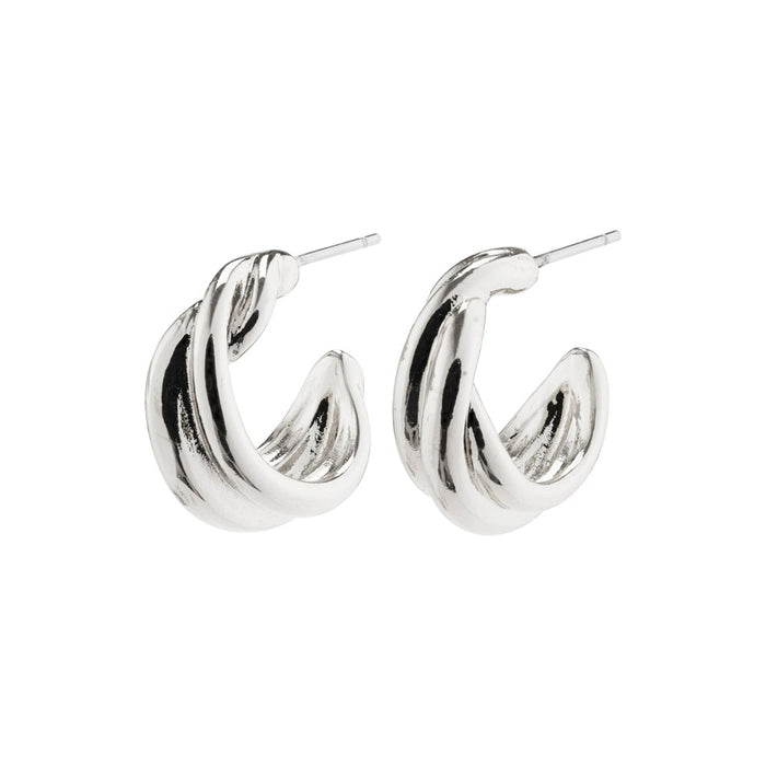 Courageous Twirl Huggie Hoop Earrings - Silver Plated