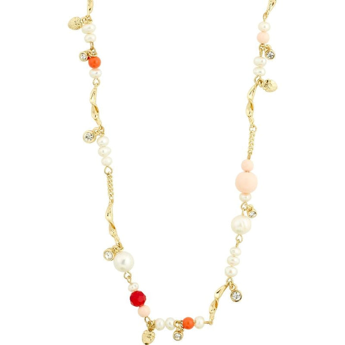 Care Crystal And Freshwaterpearl Necklace - Gold Plated