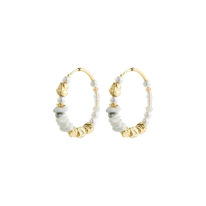 Force Hoop Earrings White - Gold Plated