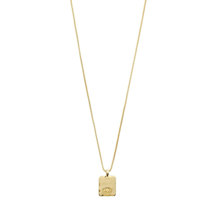 Thankful Square Pendant Necklace - Gold Plated