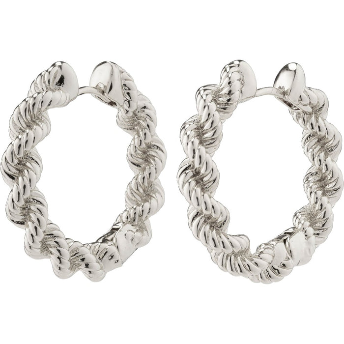 Annika Recycled Robe Chain Hoop Earrings - Silver Plated