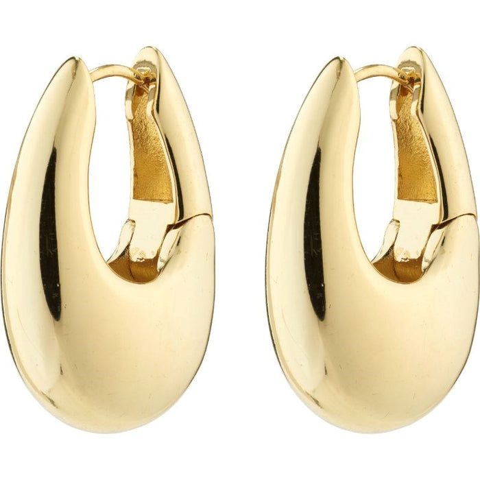 Autumn Chunky Retro Hoop Earrings - Gold Plated