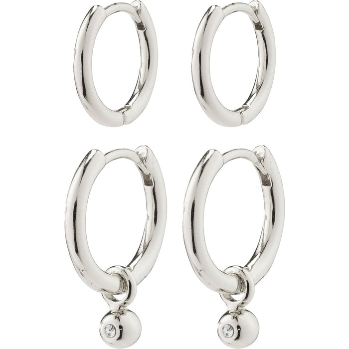 Annette Hoop Earrings 2-In-1 Set - Silver Plated