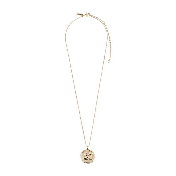 Aquarius Zodiac Sign Necklace - Gold Plated - Crystal