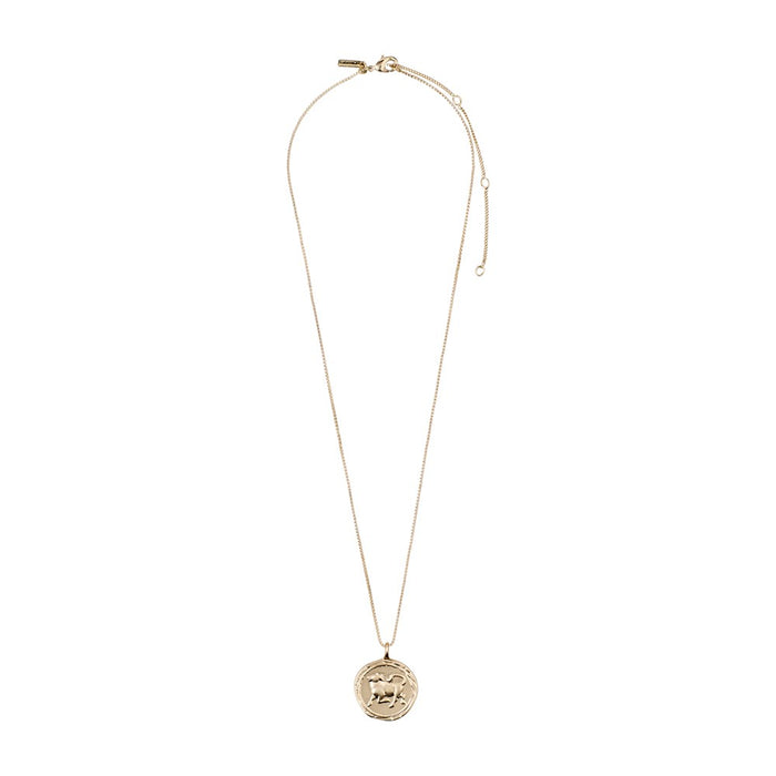 Taurus Zodiac Sign Necklace - Gold Plated - Crystal