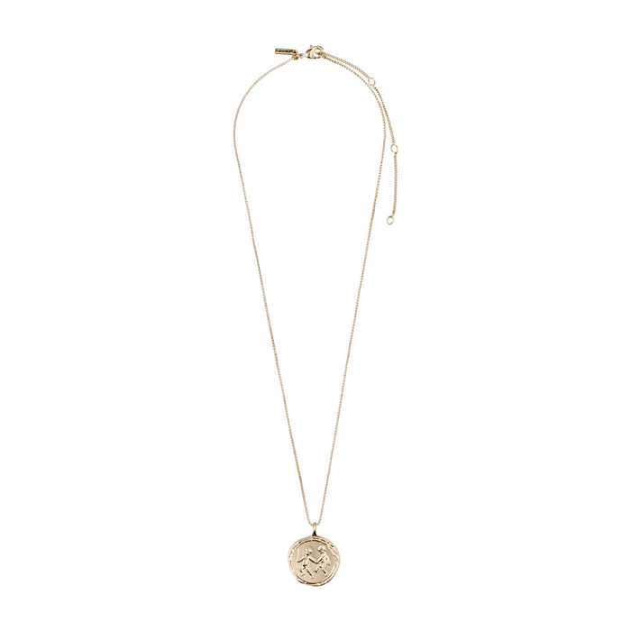 Gemini Zodiac Sign Necklace - Gold Plated - Crystal