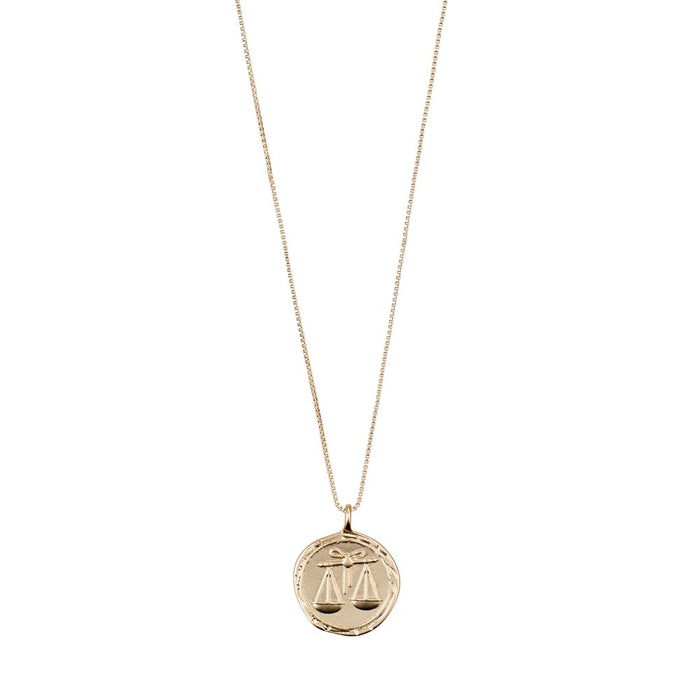 Libra Zodiac Sign Necklace - Gold Plated - Crystal