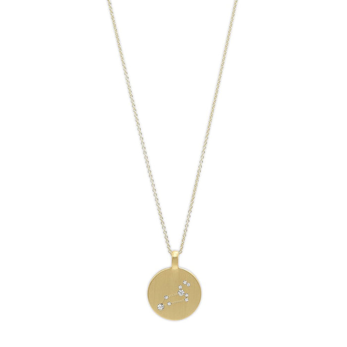 Leo Zodiac Sign Necklace - Gold Plated - Crystal