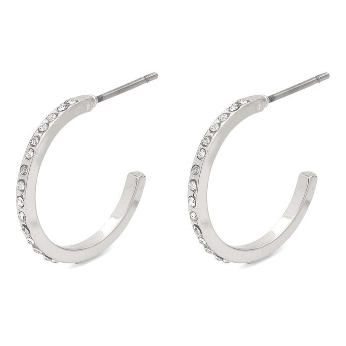 Roberta Pi Earrings - Silver Plated Crystal - 17mm