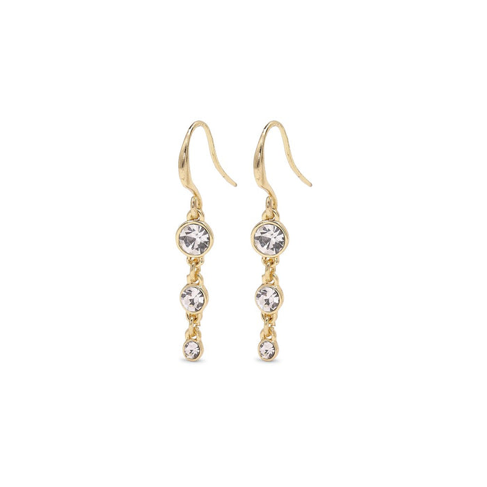 Lucia Pi Earrings - Gold Plated - Long, crystal, dangle