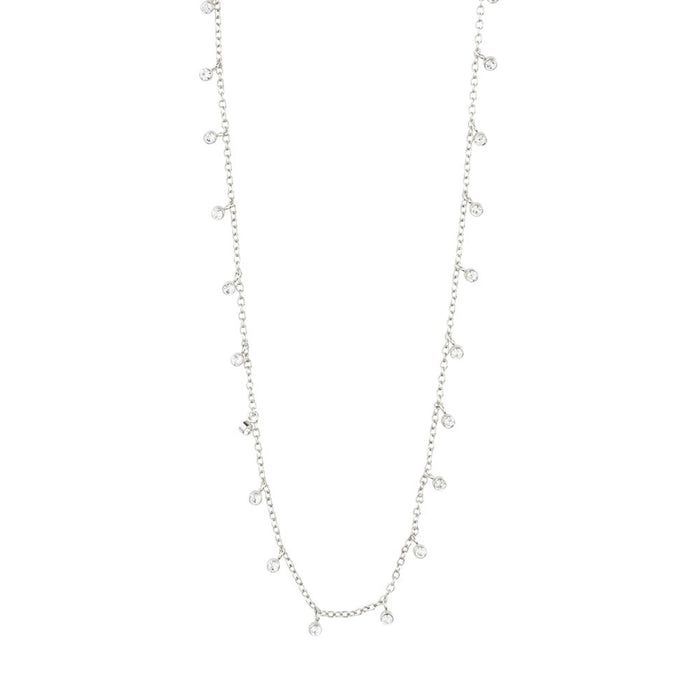 Maja Crystal Multi Drops Necklace - Silver Plated