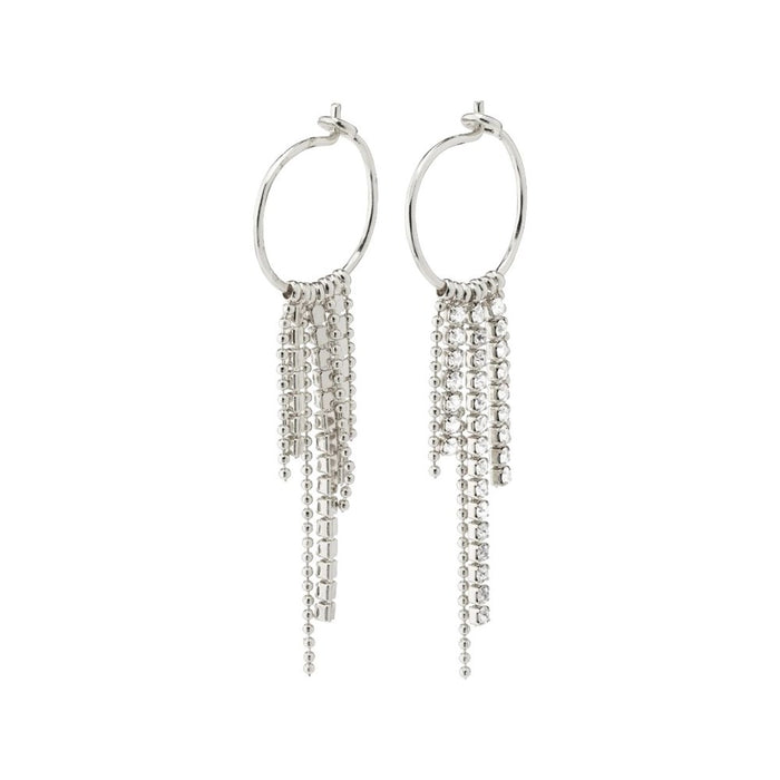 Maja Crystal Waterfall Hoop Earrings - Silver Plated