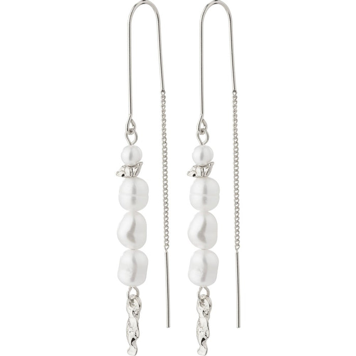 Berthe Pearl Chain Earrings - Silver Plated