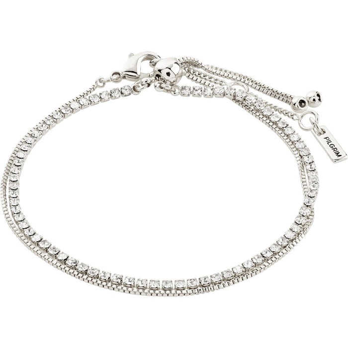 Mille Crystal Bracelet 2-In-1 Set  - Silver Plated