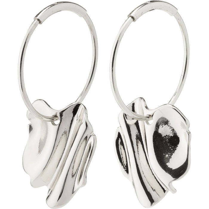 Em Wavy Hoop Earrings  - Silver Plated