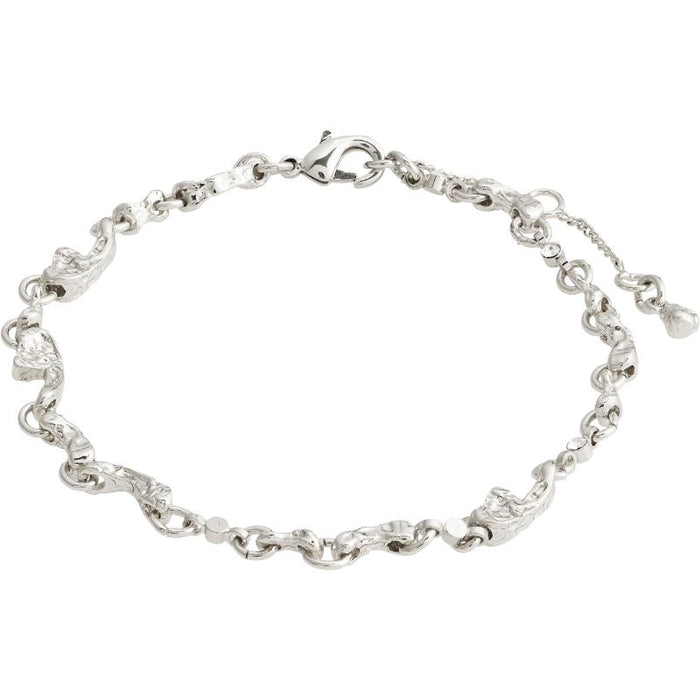 Hallie Organic Shaped Crystal Bracelet - Silver Plated