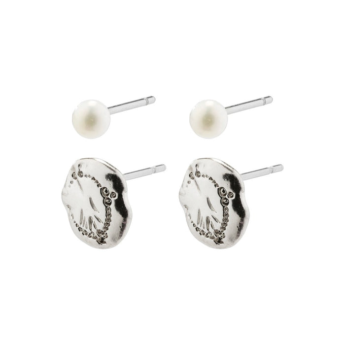 Jola Earrings - Silver Plated White