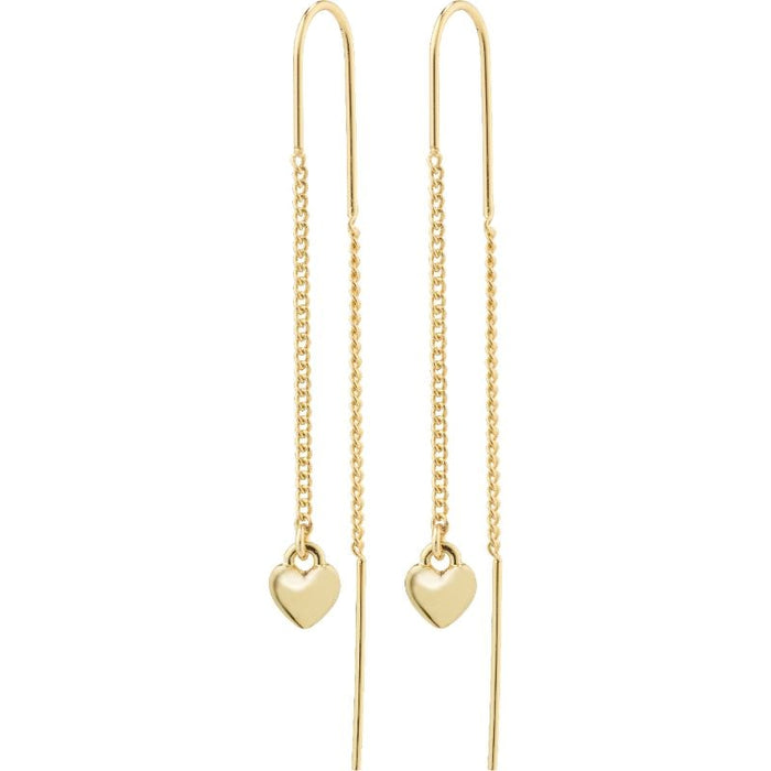 Afroditte Recycled Heart Chain-Earrings - Gold Plated