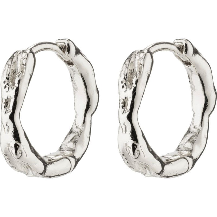 Eddy Recycled Organic Shaped Small Hoops - Silver Plated