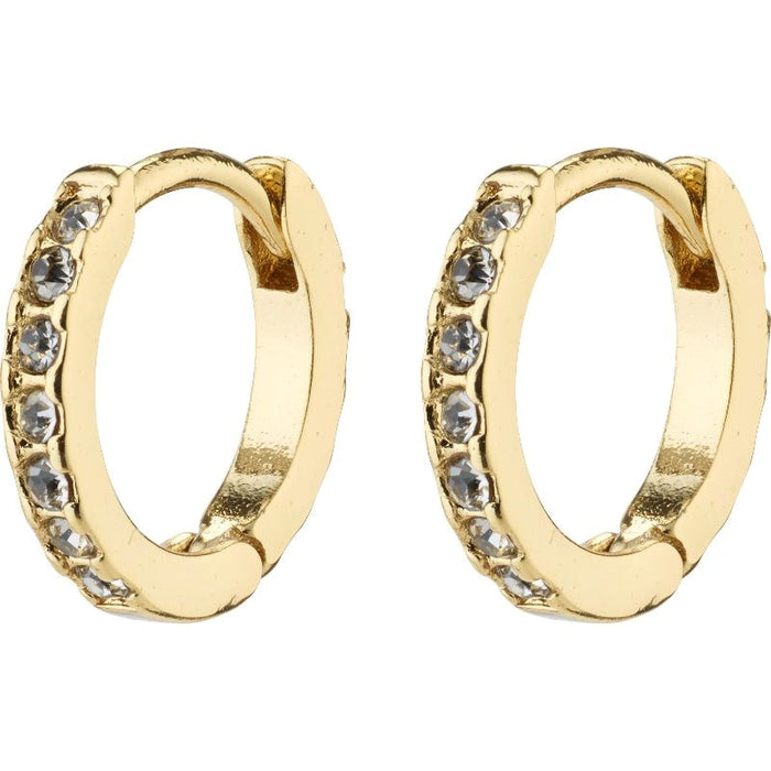 Ebna Small Crystal Huggie Hoops - Gold Plated