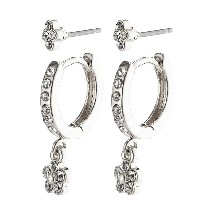 Sylvia Earrings - Silver Plated - Crystal