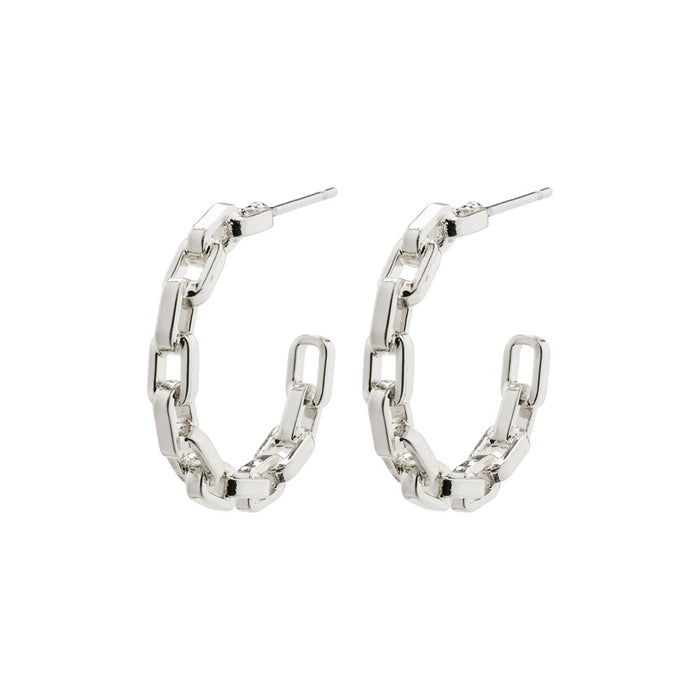 Eira Cable Chain Hoop Earrings - Silver Plated