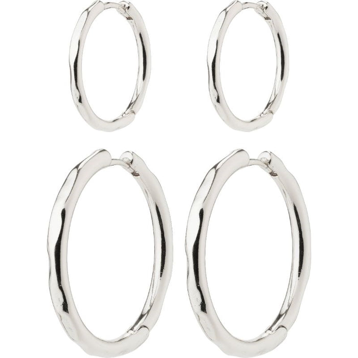 Eve Hoop Earrings 2-In-1 Set - Silver Plated